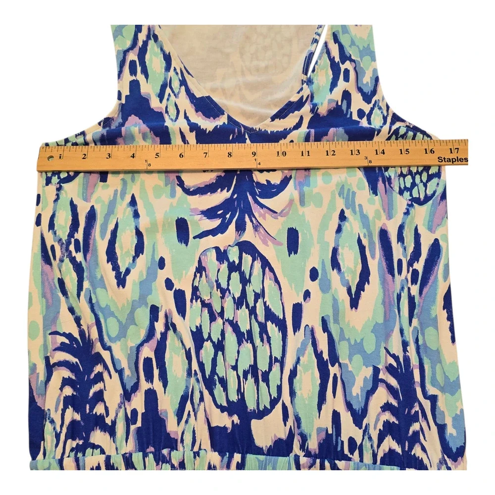 Lilly Pulitzer Jumpsuit Paulina Tropical Call Me Pineapple Blue White Size Small